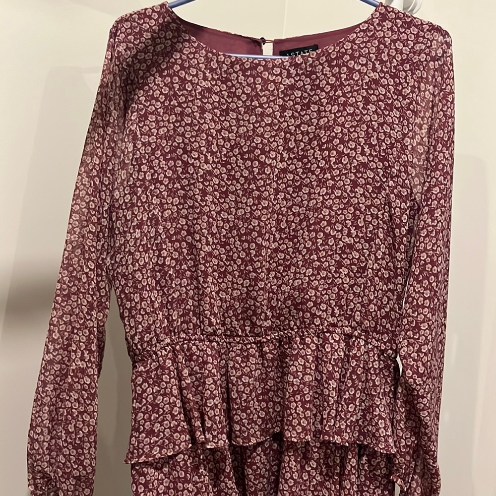 Pretty rose coloured floral long sleeved dress. Size M